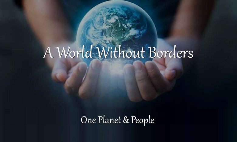 A world without borders: One People. It is possible & can happen now. Earth in hands.
