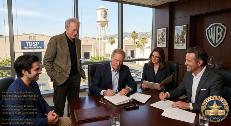 Clint Eastwood signing contract for new film with William Eastwood