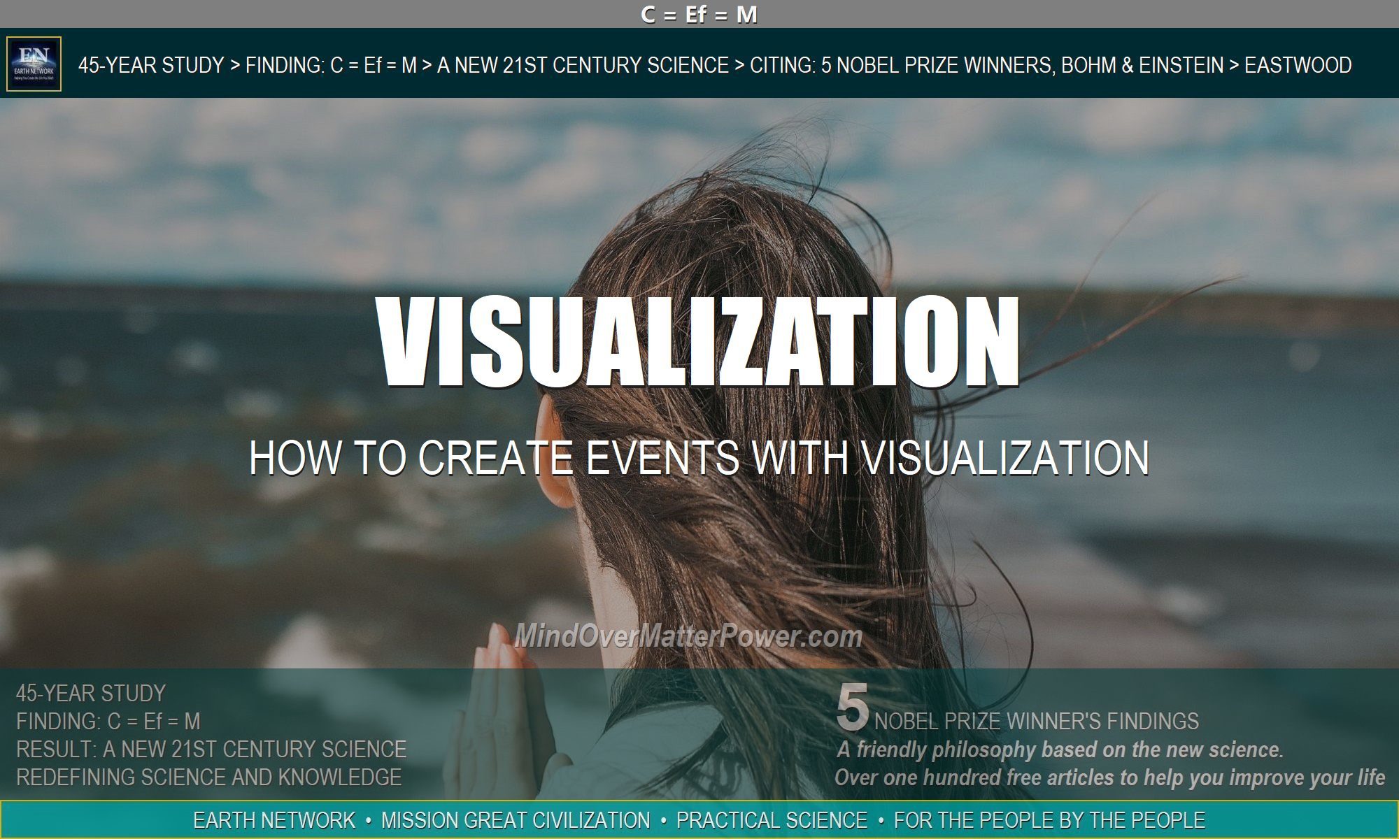 Woman visualizing. Show how to create future events with visualization.